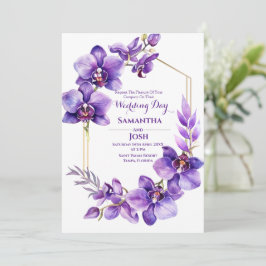 パープルフラワー結婚式招待状 招待状