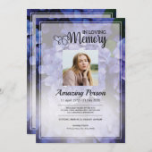 パープルフラワー葬儀招待状 招待状 (正面/裏面)