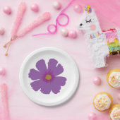 パープルフラワー誕生日 ペーパープレート (パーティー)