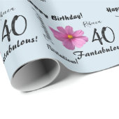 パープルフラワー/パステルブルー/ 40と素晴らしい ラッピングペーパー (ロールコーナー)