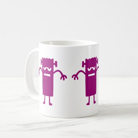パープルフランケンシュタインハロウィーンクリップアートコーヒーマグ コーヒーマグカップ (正面左)