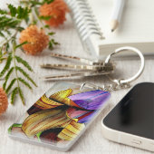 パープルフリティラートフラワーオリジナル水彩画 キーホルダー (正面右)