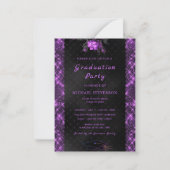 パープルフレームブラック卒業招待状テンプレート ノートカード (正面)