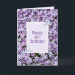 パープルフロックス93誕生日 カード<br><div class="desc">ラベンダーのフレームとハッピー93誕生日文字を持つ夏の庭で紫色のphloxの花</div>