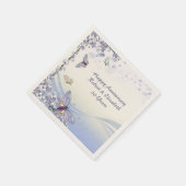 パープルフロレット&蝶パーソナライズパーティー スタンダードカクテルナプキン (角)