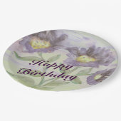 パープルフローズ紙誕生日プレート ペーパープレート (アングル)