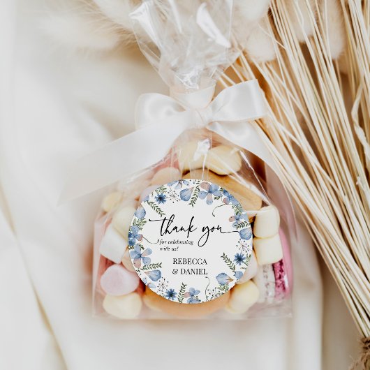 パープルフローラありがとう結婚式の引き出物シール ラウンドシール