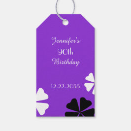 パープルフローラありがとう、名前、両面 ギフトタグ