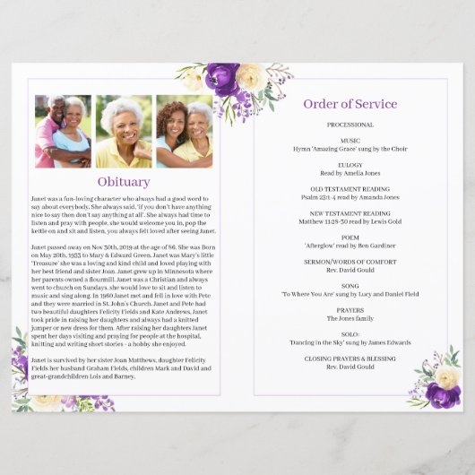 パープルフローラお祝い生涯葬式 (裏面)