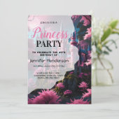 パープルフローラかわいいプリンセスバースデーガール 招待状 (スタンド正面)