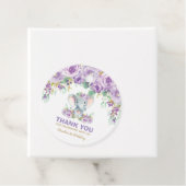 パープルフローラかわいい象誕生日ありがとう フェイバータグ (インサイチュ)