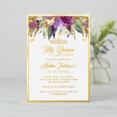 パープルフローラきらめくアメジストキンセアニェラ 箔招待状 (立ち正面)