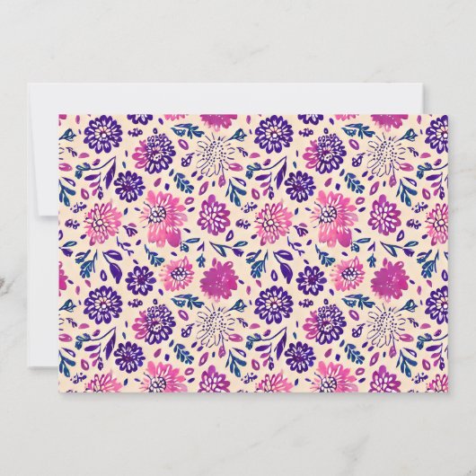 パープルフローラすべての目的の汎用パーティー 招待状 (裏面)