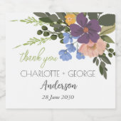 パープルフローラと緑結婚の木の恵み スパークリングワインラベル (シングルラベル)