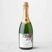 パープルフローラと緑結婚の木の恵み スパークリングワインラベル (正面)