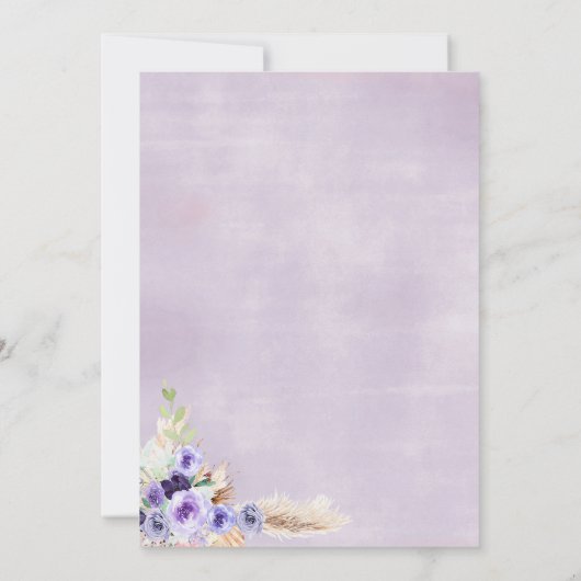 パープルフローラアイスクリームブライダルシャワー 招待状 (裏面)