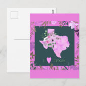 パープルフローラアイラブテキサス州州マップ葉書 ポストカード (正面/裏面)