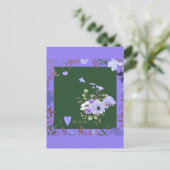 パープルフローラアイラブハワイ州マップ葉書 ポストカード (スタンド正面)