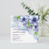 パープルフローラアネモネ結婚ストリングライト 招待状 (スタンド正面)