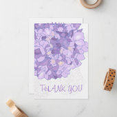 パープルフローラアートサンキューフラットノート ノートカード (正面/裏面インサイチュ)