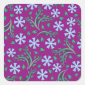 パープルフローラアートステッカー スクエアシール (正面)