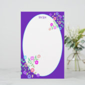 パープルフローラアート 便箋 (スタンド正面)