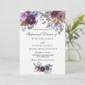 パープルフローラウィンターウェディングリハーサルディナー 招待状 (スタンド正面)