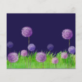 パープルフローラウェディングRSVPカードフライヤー チラシ (裏面)