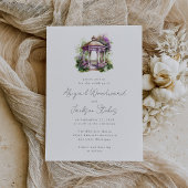 パープルフローラウォーターカラーガゼボ結婚式招待状 招待状