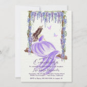 パープルフローラウォーターカラーキンセアニラ招待状 招待状 (正面)