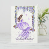 パープルフローラウォーターカラーキンセアニラ招待状 招待状 (スタンド正面)
