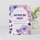 パープルフローラウォーターカラーブランチ招待状 招待状 (スタンド正面)