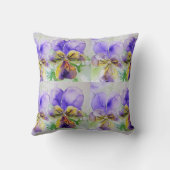 パープルフローラウォーターカラーラブユーおばあちゃんクッション クッション (裏面)