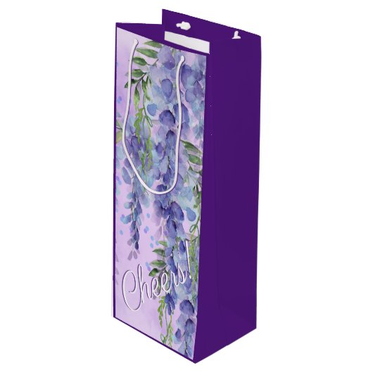 パープルフローラウォーターカラーワインバッグ ワインギフトバッグ (正面アングル)