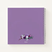 パープルフローラウォーターカラー結婚スクリプトゲスト ノートブック (裏面)