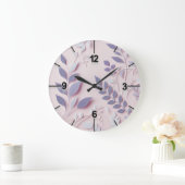 パープルフローラウォールクロックアイデザイン ラージ壁時計 (ホーム)