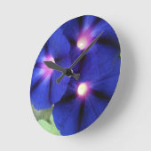 パープルフローラウォールクロック ラウンド壁時計 (傾斜)
