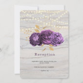 パープルフローラウッドオブストリングライト披露宴 招待状 (正面)