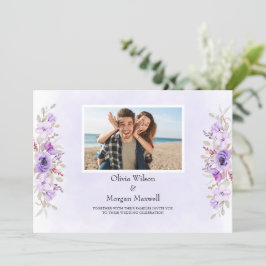 パープルフローラエレガンスウェディングザデイト 招待状