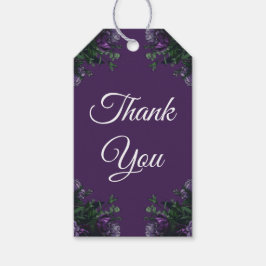 パープルフローラエレガントなウェディングゴシック ギフトタグ
