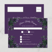 パープルフローラエレガントなウェディングゴシック シーズンポストカード (正面/裏面)