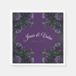 パープルフローラエレガントなウェディングゴシック スタンダードカクテルナプキン