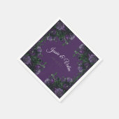 パープルフローラエレガントなウェディングゴシック スタンダードカクテルナプキン (角)