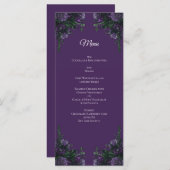 パープルフローラエレガントなウェディングゴシック メニュー (正面/裏面)