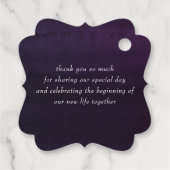 パープルフローラエレガントな結婚式ありがとう フェイバータグ (裏面)