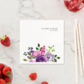 パープルフローラエレガントな結婚式 スタンダードカクテルナプキン (インサイチュ)