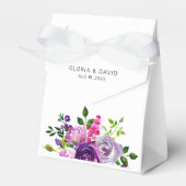 パープルフローラエレガントな結婚式 フェイバーボックス (正面サイド)