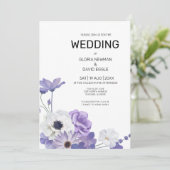 パープルフローラエレガントウェディング招待状 招待状 (スタンド正面)