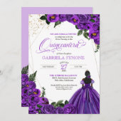 パープルフローラエレガントバラアフロラティーナキンセアニェラ 招待状 (正面/裏面)