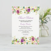 パープルフローラエレガントSweet sixteen招待状 招待状 (スタンド正面)